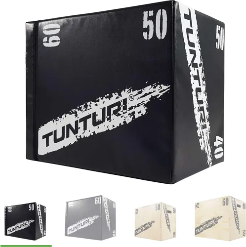 Tunturi Plyo Box - Soft Plyometric Box, 40 x 50 x 60 cm - Sonstige Fitnessgeräte mit weicher Außenschicht für sicheres Training. Verstellbar auf drei Höhen, ideal für ein herausforderndes Ganzkörpertraining zuhause oder im Studio.