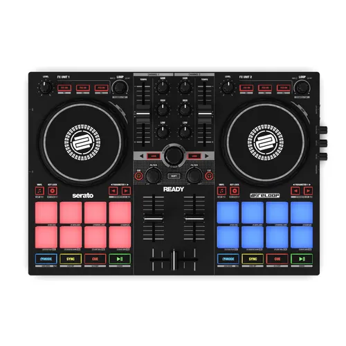 Reloop Ready - 2-Kanal-DJ-Controller - DJ-Controller für Serato DJ Lite & Pro, mit 16 RGB-Performance-Pads und Unterstützung für Tidal, Soundcloud Go+ und mehr; ideal für kreative DJ-Sessions.