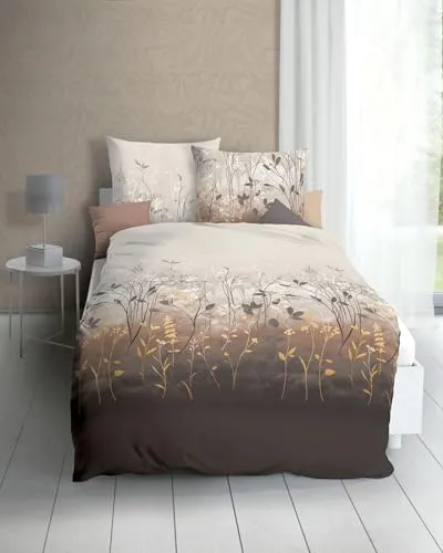 Kaeppel Bettwäsche Herbal Mako-Satin grün 155x220 cm in grün von Kaeppel