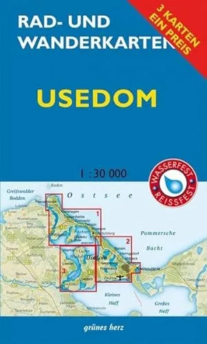 Produktbild Rad- und Wanderkarten-Set: Usedom: Mit den Karten: „Zinnowitz, Ückeritz, Peenemünde“, „Heringsdorf, Ahlbeck, Bansin und Swinemünde“ und „Lieper Winkel ... 1:30.000. Wasser- und reißfeste Karten.