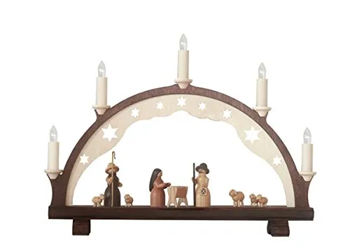Rudolphs Schatzkiste Schwibbogen Christi Geburt Natur mit Beleuchtung Höhe=42cm NEU Lichterbogen Fensterbogen Erzgebirge Seiffen Weihnachten Holz Dekoration