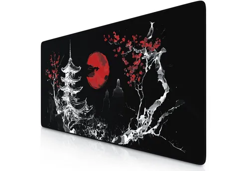 Titanwolf Gaming Mauspad XXL Speed Mousepad 900 x 400 x 3 mm, Schreibtischauflage, abwaschbar, rutschfeste Rückseite, Geschwindigkeit & Präzision, Japan Ink Painting