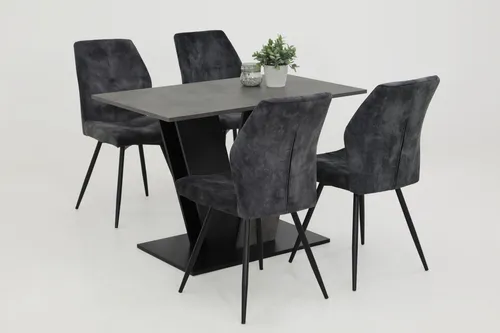 HELA Essgruppe ELBE, 5-tlg. Vintage Essgruppe mit drehbaren Stühlen - Das 5-teilige Set »ELBE« vereint einen markanten Säulentisch und 360° drehbare Stühle in stilvoller Vintage Optik. Ideal für gesellige Abende und eine angenehme Atmosphäre im Esszimmer.