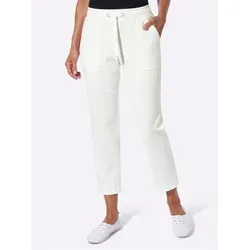 Jerseyhose CASUAL LOOKS, Damen, Gr. 40, Normalgrößen, ecru, 76% Polyester, 20% Viskose, 4% Elasthan, unifarben, Hosen Jerseyhose