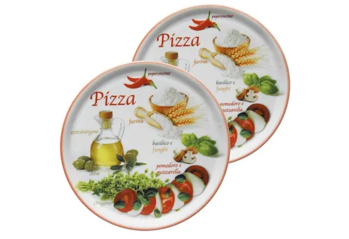 MamboCat Pizzateller 2er Set Napoli - 33cm rot - Pizzateller aus hochwertigem Porzellan, ideal für Pizza-Liebhaber und perfekt für gesellige Abende.