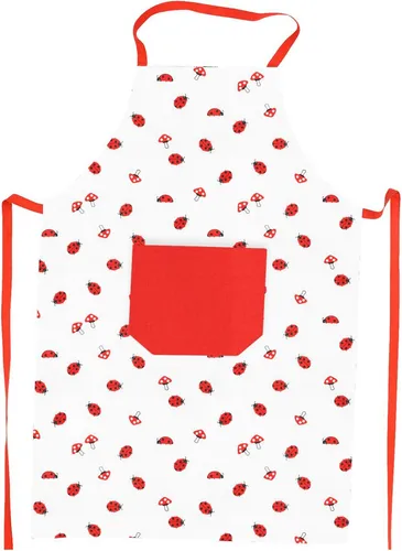 Kochschürze Grillschürze KRACHT 100% Baumwolle Marienkäfer-Pilze ca.70x90cm rot