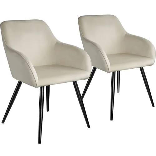 tectake Esszimmerstuhl Marilyn (2er Set) - Gepolstert in Samtoptik - Stühle in Samtoptik, elegant und komfortabel mit stabilen Stahlgestell, ideal für stilvolle Esszimmer. Die Dämpfungskappen schützen den Boden und sorgen für Ruhe.