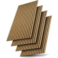 Juskys Wandpaneele Akustik 4er Set - Eiche Natur Dunkel - Akustikelemente zur Hall- und Lärmreduktion, mit hochwertigem Echtholzfurnier für ein stilvolles Ambiente und zertifizierter Schallabsorption.