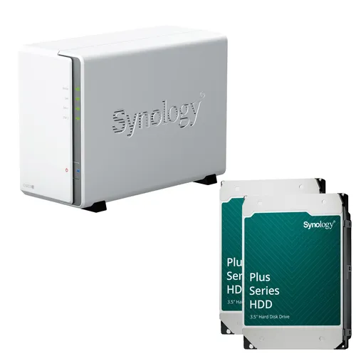 Synology DiskStation DS223J NAS-Server mit 12 TB Speicher - Vielseitiges NAS-System mit 2 Einschüben, ausgestattet mit 2x 12 TB Festplatten für optimale Datenspeicherung und -sicherung. Ideal für private und geschäftliche Anwendungen.
