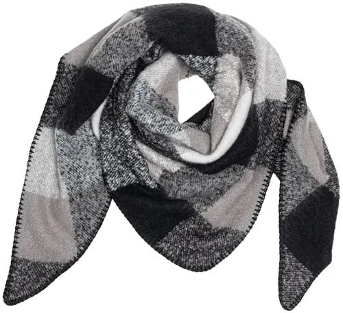 Caspar SC526 Damen mitteldicker XXL Winter Schal Dreieckstuch mit gewebtem Block Muster, Farbe:schwarz, Mode Größe:One Size