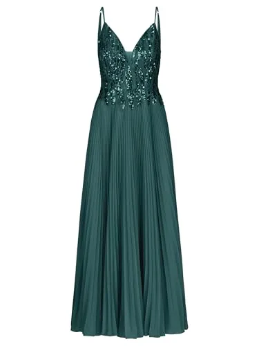 APART Abendkleid mit Chiffon und Bestickung in Emerald, Größe 40