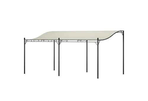 Outsunny Anbaupavillon - Cremeweiß 491x298x253 cm - Pavillon aus robustem 180gsm Polyester, ideal für Terrasse oder Whirlpool-Bereich. Schützt vor Nieselregen und bietet durch 32 Ablauflöcher optimalen Wasserabfluss.