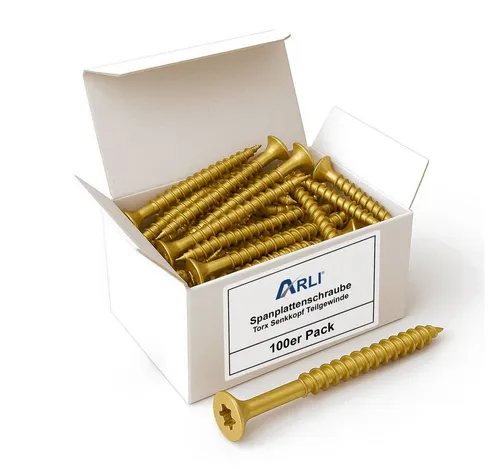 ARLI Spanplattenschraube 100x Spanplattenschraube 5 x 80 mm Torx Senkkopf Teilgewinde, (Set, 100 St., Spanplattenschrauben), Antrieb: TX 25
