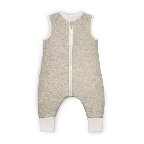 Ehrenkind® Ganzjahres-Schlafsack mit Füßen Wollfüllung | 100% Bio-Baumwolle mit 100% Wolle Füllung Baby-Schlafsack | OEKO-TEX | Beige Melange 100