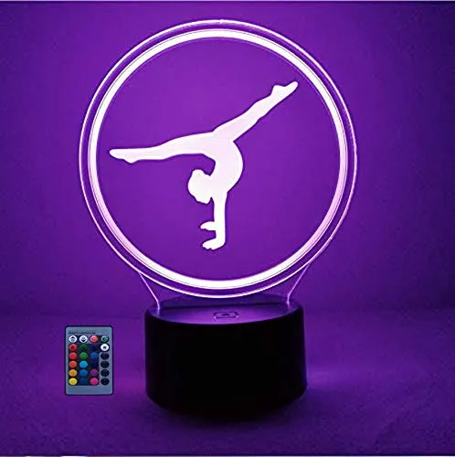 HPBN8 Ltd 3D Gymnastik Optical Illusions Nacht Licht LED Lampen Fernbedienung 7/16 Farbwechsel Berühren Tabelle Schreibtisch USB-Kabel für Kinder Schlafzimmer Geburtstagsgeschenke Geschenk