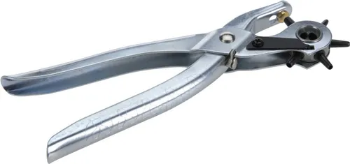 Koopman Revolverlochzange Lochzange Gürtelzange Stanzzange Lederzange Stoffzange Metall, 1-tlg., 6 Größen, Metall, 2-4,5mm, Silber, 20x9cm