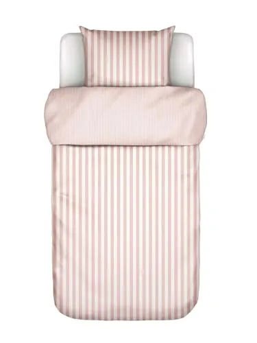 MARC O'POLO Bettwäsche Classic Stripe Rose Smoke, 155x220 + 1x 80x80 cm - Elegante Bettwäsche aus 100% Bio-Baumwollsatin mit weicher Haptik. Atmungsaktiv und pflegeleicht, ideal für höchsten Schlafkomfort und modernes Wohnen.