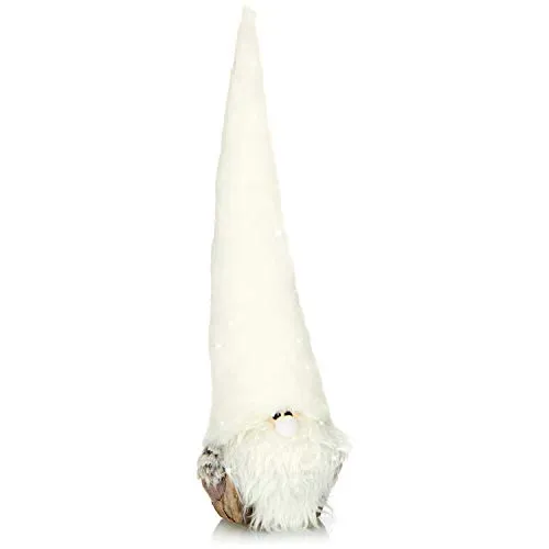 com-four® Weihnachts-Wichtel für die Weihnachtsdeko - skandinavische Figur als Dekoartikel - schwedischer Gnom-Aufsteller als Tischdeko - Sammlerfigur - Santa Claus mit Rinde