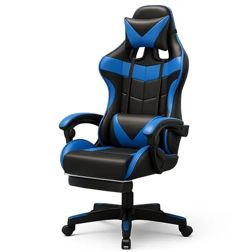 Retoo Gaming Stuhl mit Fußstütze – Ergonomischer Bürostuhl für Gaming & Home Office