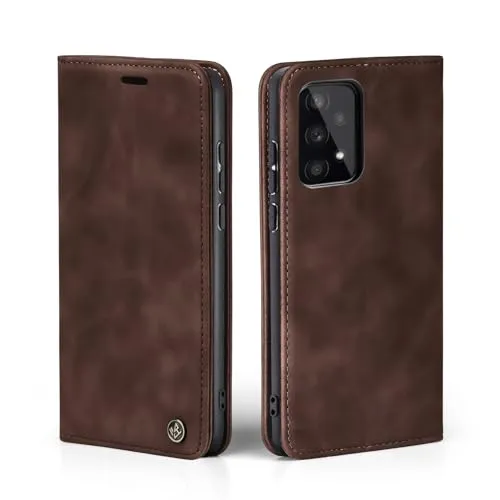 LBH Handyhülle für Samsung Galaxy A33 5G in Dunkelbraun mit Karten- und Geldfach Smartphone Hülle mit Standfunktion Flip Case Schutzhülle Magnetverschluss Vintage