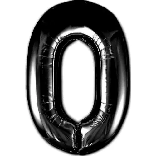 Luftballon Geburtstag Zahl 0 Schwarz XXL Riesen Folienballon 100cm Geburtstagsdeko Ballon Zahl Deko zum Geburtstag. Fliegt mit Helium.
