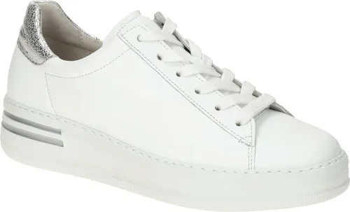 Gabor Damen Low-Top Sneaker in Weiß/Silber - Bequeme Halbschuhe für Freizeit und Business - Entdecken Sie diese eleganten Low-Top Sneaker aus hochwertigem Lackleder. Ideal für Alltag und besondere Anlässe, mit leichter Sohle für optimalen Tragekomfort.