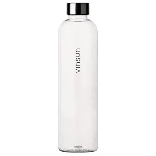 Vinsun Trinkflasche 1L transparent - wiederverwendbar, Kohlensäure geeignet, BPA frei, Tritan - Leichte Wasser Flasche für Sport, Outdoor, Schule, Uni, Fahrrad, Büro, Gym