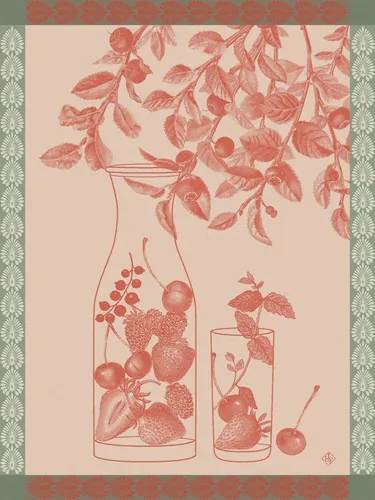 Le Jacquard Français Geschirrtuch Eaux De Fruits Rouges Cerise 60x80 cm Baumwoll