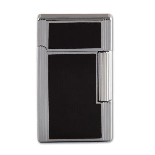 Feuerzeug Jean Claude Dustin - Elegantes Chrom Lack Design - Sonstige Kategorie, stilvolles Design in schwarz-silber glänzend, ideal für Sammler und als Geschenk.