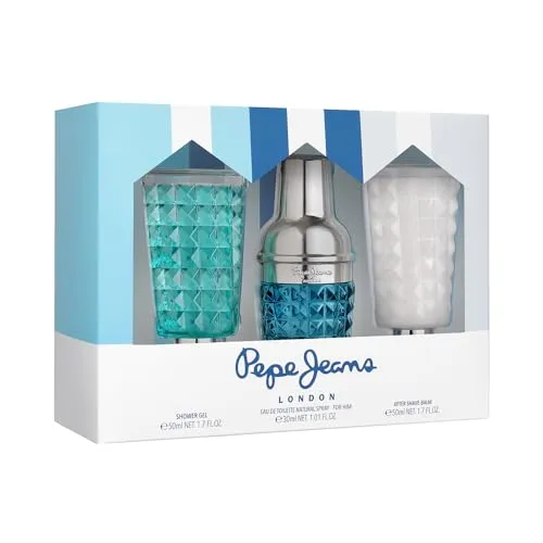 Pepe Jeans Life Is Now For Him Parfüm Herren 3 Teiliges Geschenkset Eau de Toilette 30ml, After Shave 50ml und Duschgel 50ml Aromatisches und Holziges Duftset Herren Parfüm