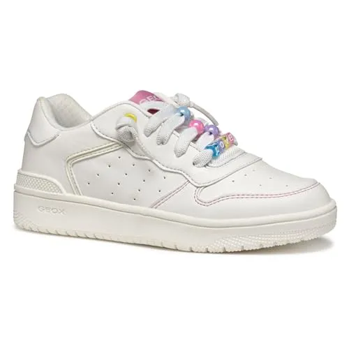 Geox J WASHIBA Girl D Sneaker - Weiß/Pink, 28 EU - Sneaker mit atmungsaktivem Design, perfekt für aktive Mädchen und ideal für den ganzen Tag.