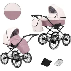 Kunert Romantic 2in1 Kinderwagen in Rosa/Weiß mit AIR Wheels - Der Kunert Romantic 2in1 Kinderwagen vereint Komfort und Sicherheit. Mit Tragewanne, Buggy und Autositz ist er ideal für entspannte Ausflüge. Ausgestattet mit AIR Wheels und einem stabilen Rahmen sorgt er für angenehme Fahrten.