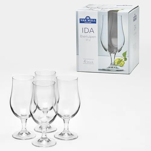 Van Well | Biertulpe IDA 370 ml im 4er Set - Bier stilvoll genießen (4, 37 cl)