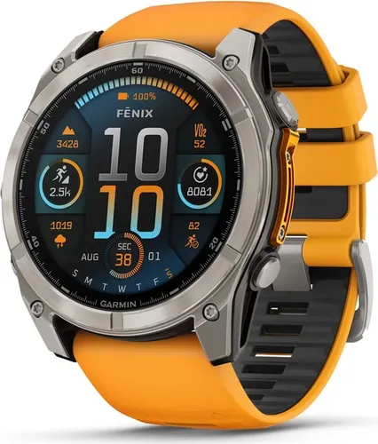 Garmin fenix 8 - 51 mm, AMOLED Sapphire, Graphit/Titanium Titan - Smartwatch mit brillanten AMOLED-Display, integrierter LED-Taschenlampe und robustem Design für Sportler und Abenteuerlustige. Tauchtauglich bis 40 m, mit smarten Funktionen und bis zu 29 Tagen Akkulaufzeit.