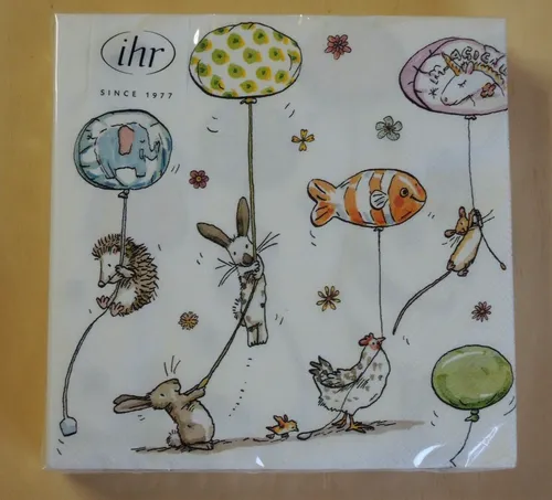 Servietten Tiere 1 Packung OVP Motivservietten Anita Jeram Luftballon Hase I 20