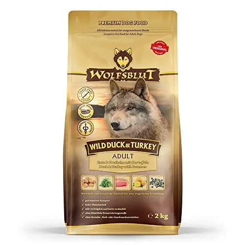 Wolfsblut - Wild Duck & Turkey - 2 kg - Getreidefreies Hundefutter - Hundefutter mit Ente und Truthahn, reich an hochwertigen Proteinen und ideal für empfindliche Hunde.