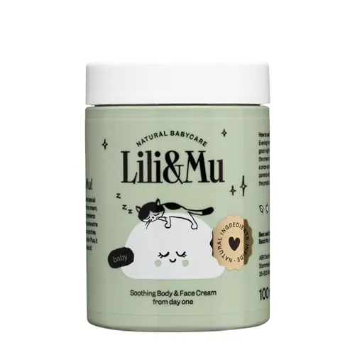Lili&Mu Baby Feuchtigkeitscreme für Gesicht und Körper 100 ml - Gesichtscreme mit Shea Butter Ringelblumenblüten Extrakt, Creme empfindliche trockene Babyhaut - Naturkosmetik Pflegelotion Kinder