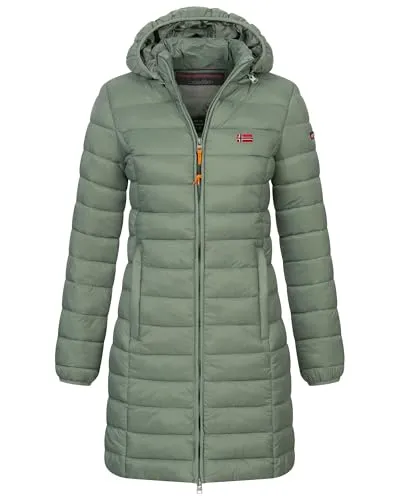 Geographical Norway Damen Winter Jacke Steppmantel mit abnehmbarer Kapuze