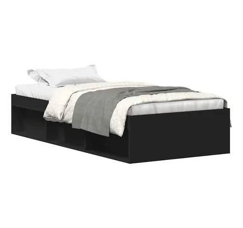 furnicato Bettgestell Schwarz 75x190 cm – Modern und Praktisch - Modernes Bettgestell in Schwarz mit praktischem Stauraum und stabilen Sperrholzlatten für optimale Gewichtsverteilung. Ideal für dein Schlafzimmer!