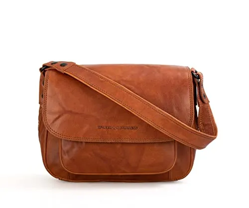 Umhängetasche SPIKES & SPARROW aus echtem Leder - Stylische Handtasche im Vintage Look aus 100% Rindleder. Mit 2-geteiltem Hauptfach und praktischen Innenfächern für Ordnung. Ideal für jeden Tag und vielseitig kombinierbar.