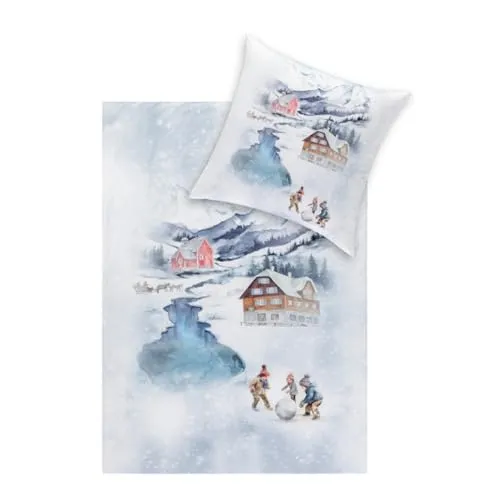 Estella Flanell Bettwäsche Mountain Lake 4472-101 in silber von ESTELLA