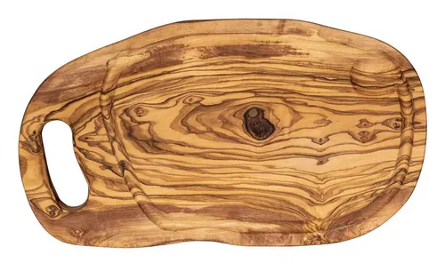 Levandeo® Dekoschale aus Olivenholz, 36x20cm mit Saftrille - Dekoschalen aus naturbelassenem Olivenholz, einzigartig in Maserung und Struktur. Ideal als stilvolles Steakbrett für besondere Anlässe.