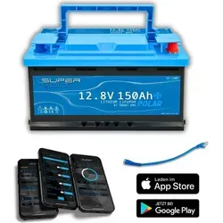 Wohnmobil Supervolt Polar Akku LiFePO4 150Ah 12.8V mit Heizung & Bluetooth BMS