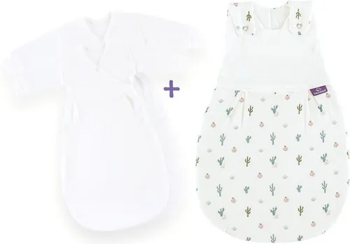 Träumeland Babyschlafsack LIEBMICH 3-teilig Set Gr. 56/62 - Babyschlafsäcke in Kaktusliebe, aus 100% Baumwolle mit atmungsaktiver TENCEL®-Füllung für optimalen Schlafkomfort.