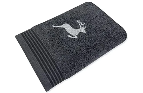framsohn Frottier Gästetuch 'Hirsch' 30 x 50 cm Anthrazit