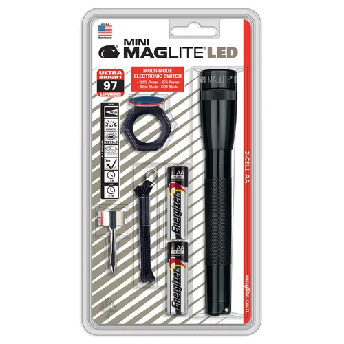 MAGLITE®SP2201CL Mini LED Taschenlampe inkl. 2 AA Batterien & Wechsellinsen