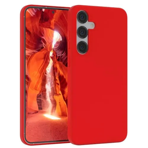 EAZY CASE Premium Silikon Handyhülle kompatibel mit Galaxy S25 Plus Slimcover mit Kameraschutz und Innenfutter, Silikonhülle, Schutzhülle, Bumper, Handy Case, Hülle, Softcase, Rot