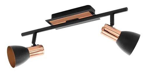 EGLO LED Deckenleuchte Barnham, 2-flammige Deckenlampe in Schwarz und Kupfer - Moderne 2-flammige Deckenlampe mit schwenkbaren Spots für individuelle Lichtgestaltung, ideal für Wohnzimmer, Flur oder Küche. Inklusive GU10 Leuchtmittel für warmweißes Licht.