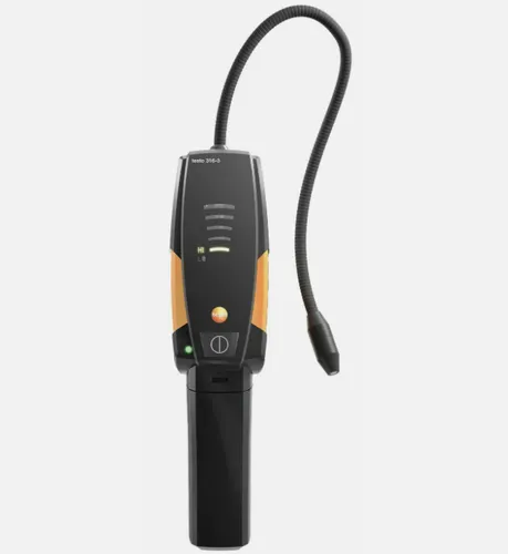 Testo Gaslecksuchgerät 316-3 - Temperaturmessgerät zur Lecksuche, hohe Sensitivität (< 4 g/a) für präzise Kälteanlagenprüfung mit akustischem Alarm und flexiblem Schwanenhals.