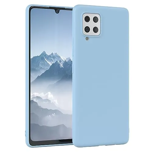 EAZY CASE - Silikonhülle für Samsung Galaxy A42 5G Hülle Silikon Case Blau weich stoßfeste Handyhülle Galaxy A42 5G Schutzhülle mit Kameraschutz Dünn Premium Schutz Cover TPU Phone Bumper in Hellblau